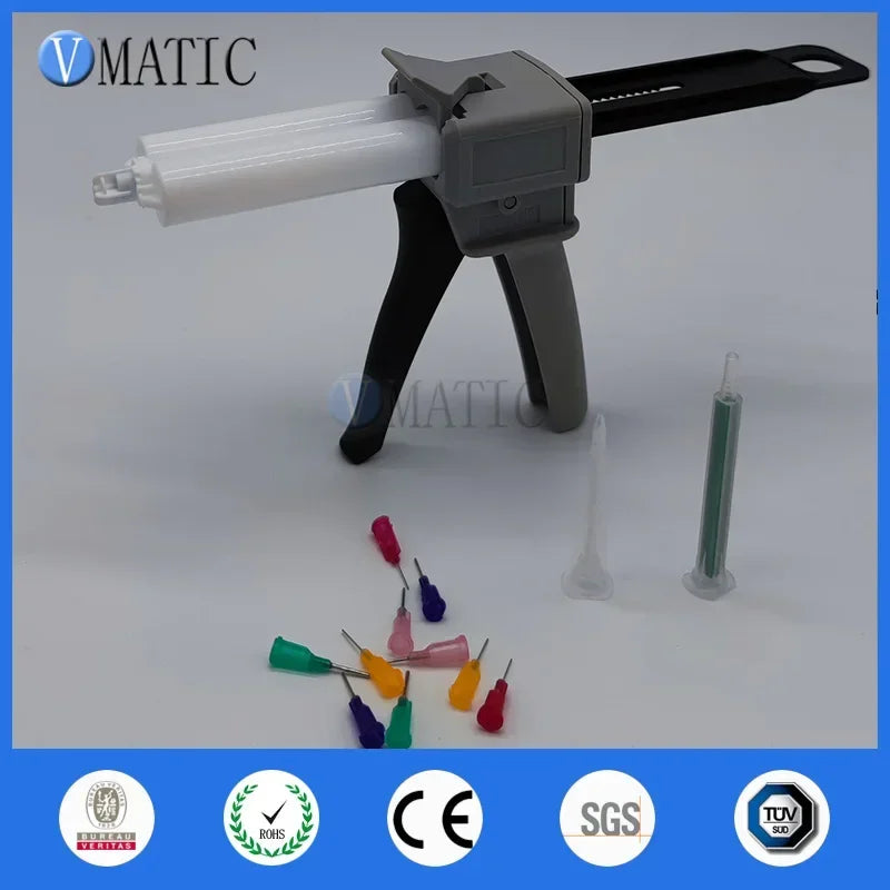Free Shipping 1Pc 2:1 1:1 Universal 50ml Manual Dispense Glue Gun With 4pcs Cartridges & 5Pcs Static Mixing Tips
