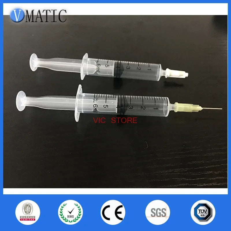 Free Shipping 2 Set Non-Sterilized 6ml/6cc Dispensing Plastic Liquid Dispenser Syringe Industrial Manual Syringe