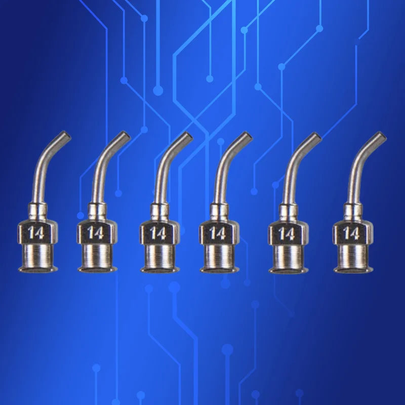 ‌12Pcs 45° Stainless Steel Dispensing Needles 14G | Industrial Syringe Tips for Electronics/Soldering Free Shipping‌