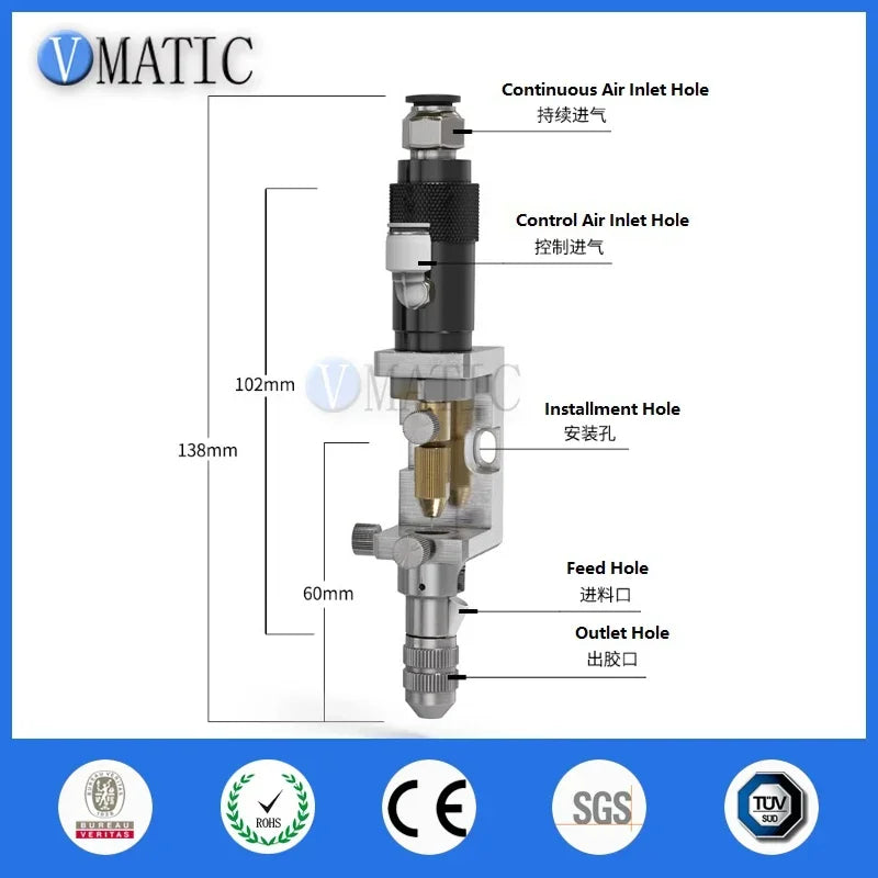 ‌Industrial Pneumatic Dispensing Gun | Non-Drip Valve for UV Glue/Ink/Silicone