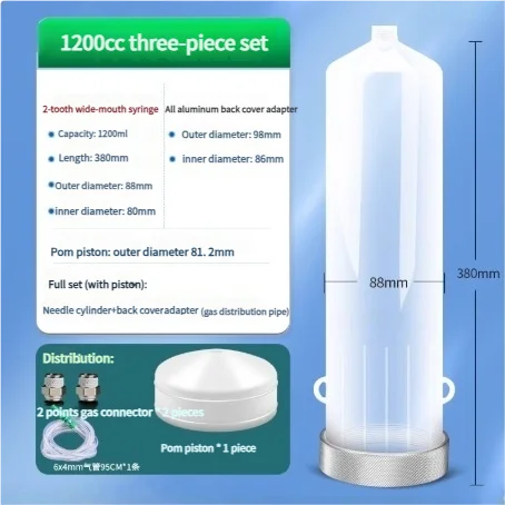 Heavy-Duty Plastic Pneumatic Dispensing Syringe – 1000CC to 2000CC High-Pressure Glue Barrel Large Capacity Container