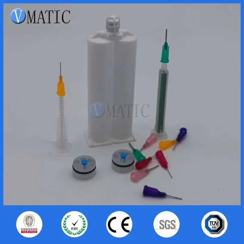 ‌50ml AB Glue Dispenser Kit | Dual Ratio 2:1 & 1:1 Manual Gun with Mixing Nozzles for Industrial/Electronics/Auto Fast Ship‌