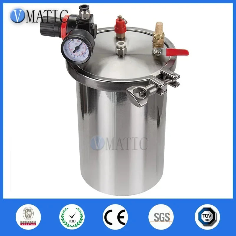 ‌10L Stainless Steel 304 Pneumatic Pressure Tank | Clip-Frame Industrial Air Pot with Accessories Free Shipping‌