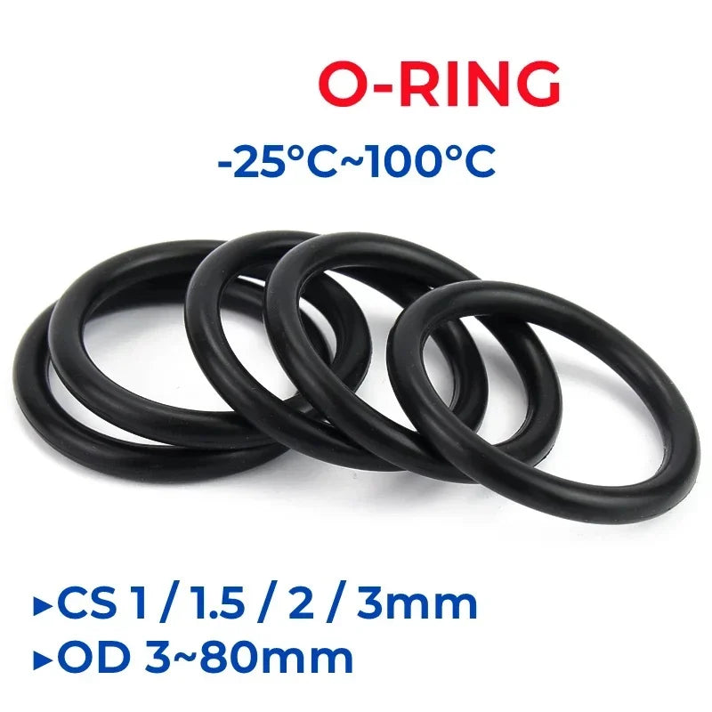 Black Nitrile O-Ring OD 3-80mm Thickness CS 1/1.5/2/3mm O-Rings Seal Gasket Oil & Corrosion Resistant Seal