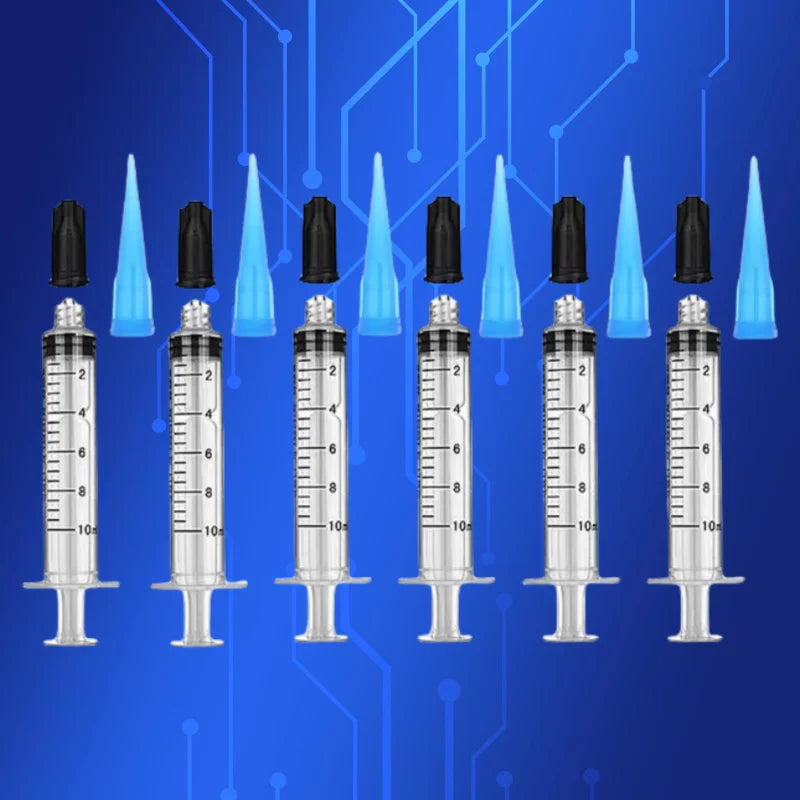 Free Shipping Trade Assurance 10 Sets Syringes 5ml/cc Dispensing Tips & Caps Glue Dispenser Needle Tips