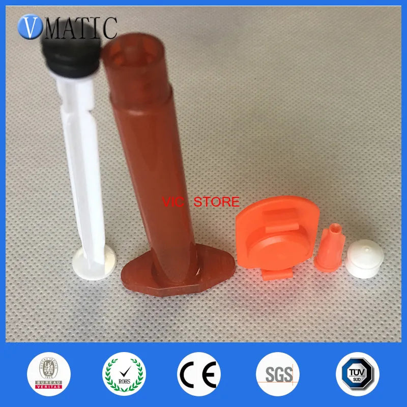 High Quality Pack Of 10 X 5cc/ml Amber UV Block Fluid Dispenser Manual Syringe With Plunger Stopper & Piston