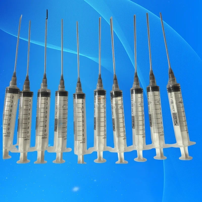 ‌10×10ml Luer Lock Syringe Kit | 16G Dispensing Needle & 9.5cm Tubing for Lab/DIY (Anti-Leak Design)‌