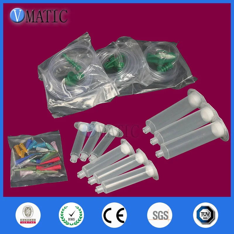 Free Shipping 5/10/30cc ml Dispenser Dispensing Needle Tips Pneumatic Syringe Barrel With Adapter