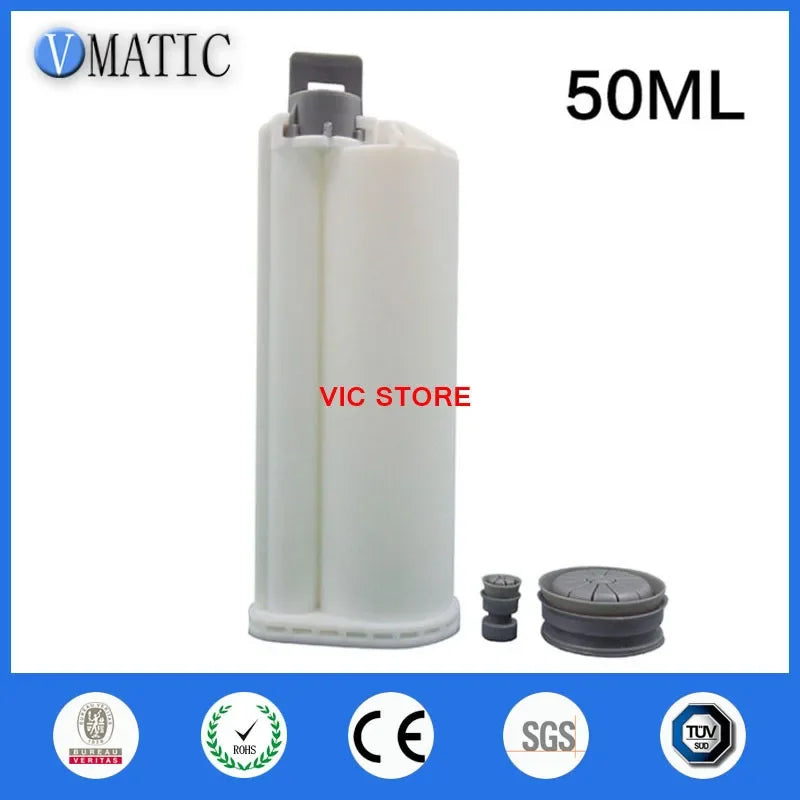 Free Shipping 2Pcs AB Epoxy Gun Cartridge 50 ml Syringe 10:1 Two Component Caulking Cartridge 10:1