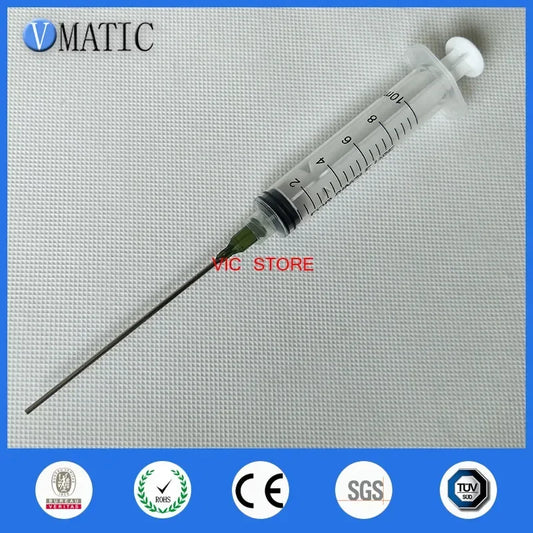 Free Shipping Non Sterilized 10ml/10cc Luer Lock Plastic Dispensing Syringes With 14G Blunt Tip Fill Needles 9.5cm