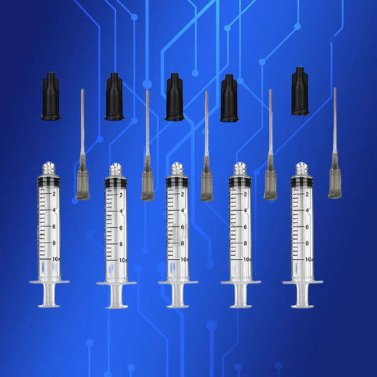 Free Shipping Liquid Dispensing Syringes Luer Lock Syringe 10ml/cc + 16G 1'' 1 Inch Tips & Black Syringe Caps