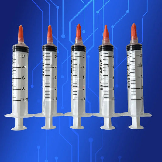 10ml Sterile Syringe Kit | Red Luer Lock Tip + Stopper ▶  (10-Pack)‌