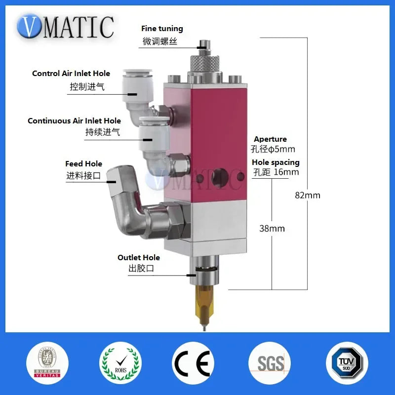 Pneumatic Dispensing Valve Diaphragm Type - High Volume Precision Glue Dispenser for Adhesives Sealant Coating - Free Shipping