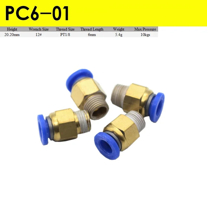 5pcs Fast Twist Pneumatic 6mm 8mm 10mm 12mm Tube To PC4PC6PC8PC10PC12-M5 Male Thread Stainless Steel Pipe Fittings Connector