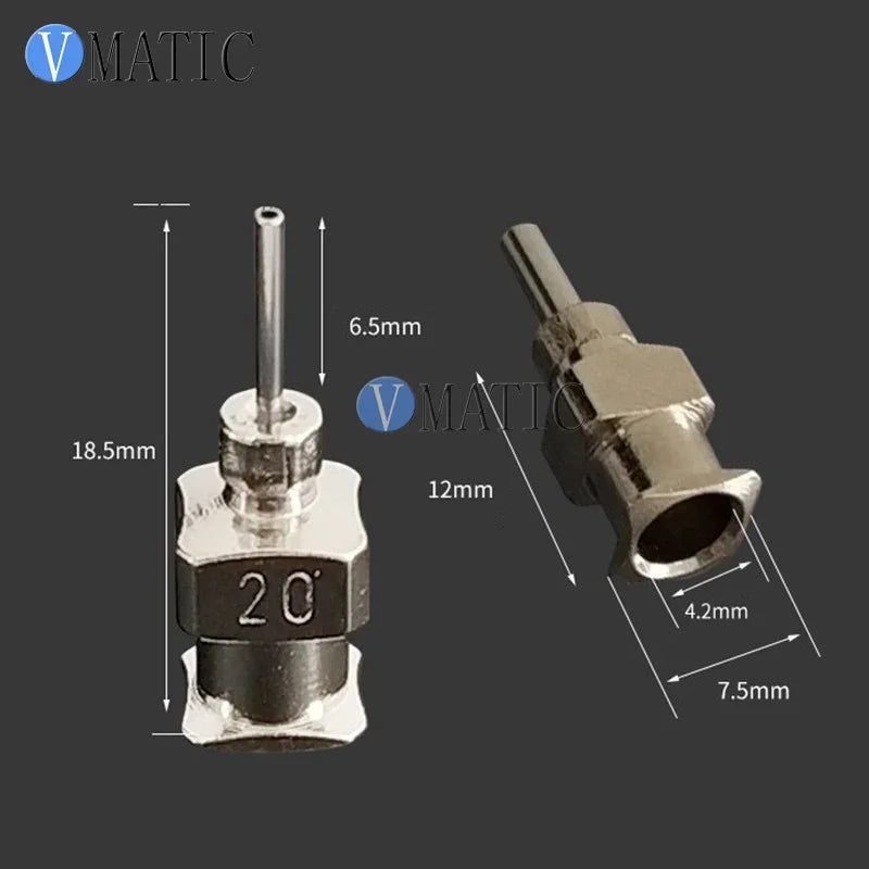 Free Shipping Quality Stainless Steel 12Pcs Tips 20G 1/4 Inch Tubing Length Blunt All Metal Dispensing Syringe Needle Tips