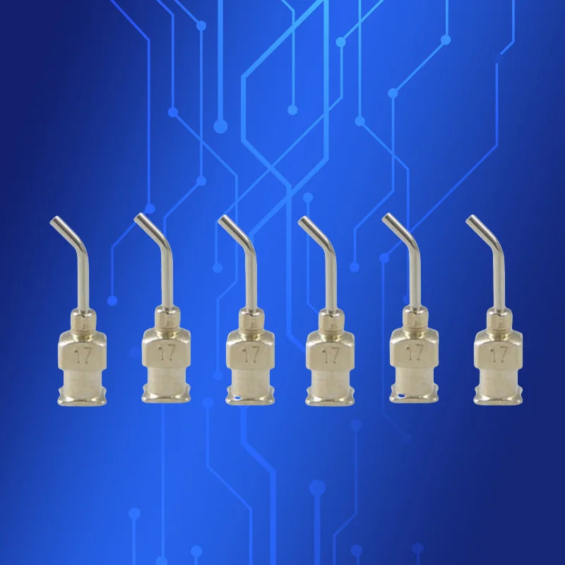 ‌17G(1.07mm) 45° Bent Stainless Steel Needles | 12.7mm(1/2") Length for High-Viscosity Epoxy & Solder Paste (12pcs Pack)‌