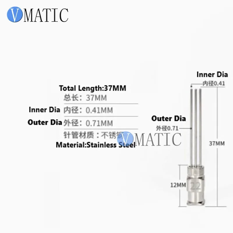 Free Shipping Stainless Steel Jewelry Dispensing Tip - 25mm Luer Lock, Rhinestone Setting Tool