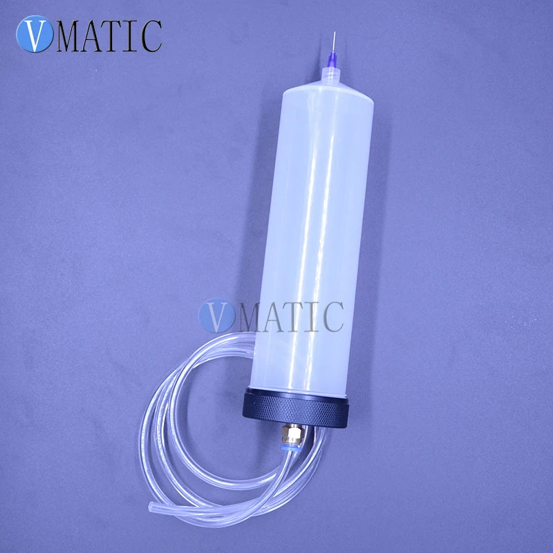 High Quality Thickened Glue Dispensing Pneumatic Syringe Cartridge 300 Cc / Ml Helix Luer Lock Tip With Adapter