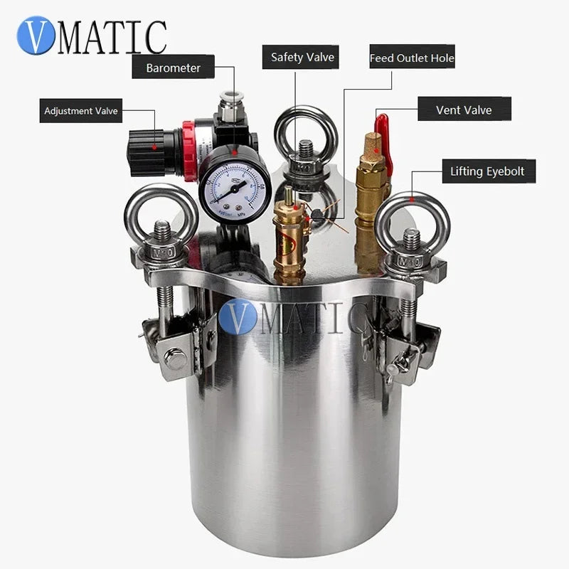 Free Shipping Fluid Glue Adhesive Dispensing Stainless Steel Pressure Tank With Pneumatic Valve Equipment Set