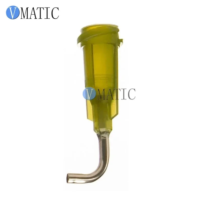Free Shipping 100Pcs 14G Olive 0.5'' 1/2 Inch Tube 90 Degree Bent Glue Dispensing Needle Tips