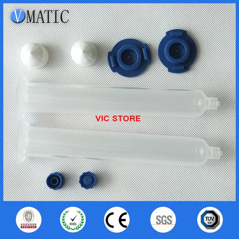 Free Shipping 10cc 10ml EFD Luer Lock Pneumatic Syringe With Syringe Cap/Stopper Piston End Cover X 3 Sets