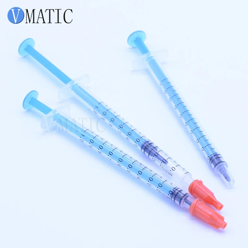High Quality Fast Selling 10 sets Plastic Dispensing Blue Syringes 1cc/1ml + red tip cap