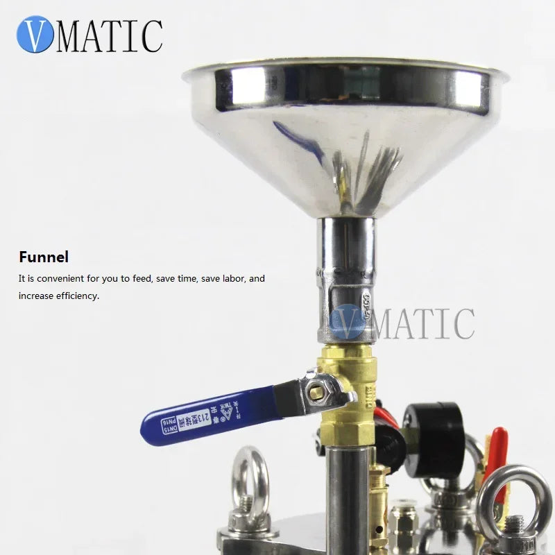 Stainless Steel Pressure Bucket System with Liquid Level Gauge & Air Regulator | Adhesive Dispensing Tank | Fast Shipping