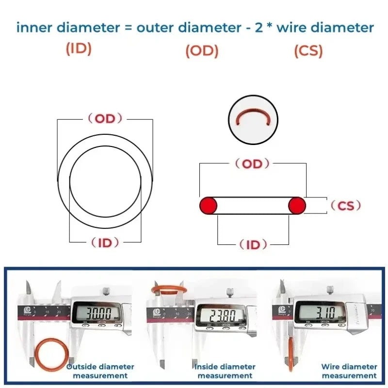 CS1mm 2mm 2.4mm Red Silicone O Ring Thickness Washers Gasket Food Grade Sealing Waterproof Insulated Rubber Silicon o-rings