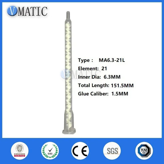 ‌MA6.3-21L Industrial Static Mixer Nozzles | Stainless for Epoxy/Resin Auto Free Shipping‌
