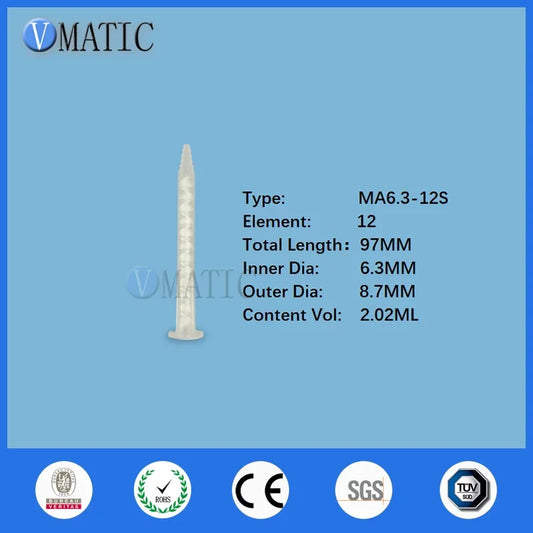 Free Shipping MA6.3-12S Resin AB Glue Static Mixer Mixing Tube Mixing Nozzle For Two Component Liquid Mixing Machine AB Glue Gun