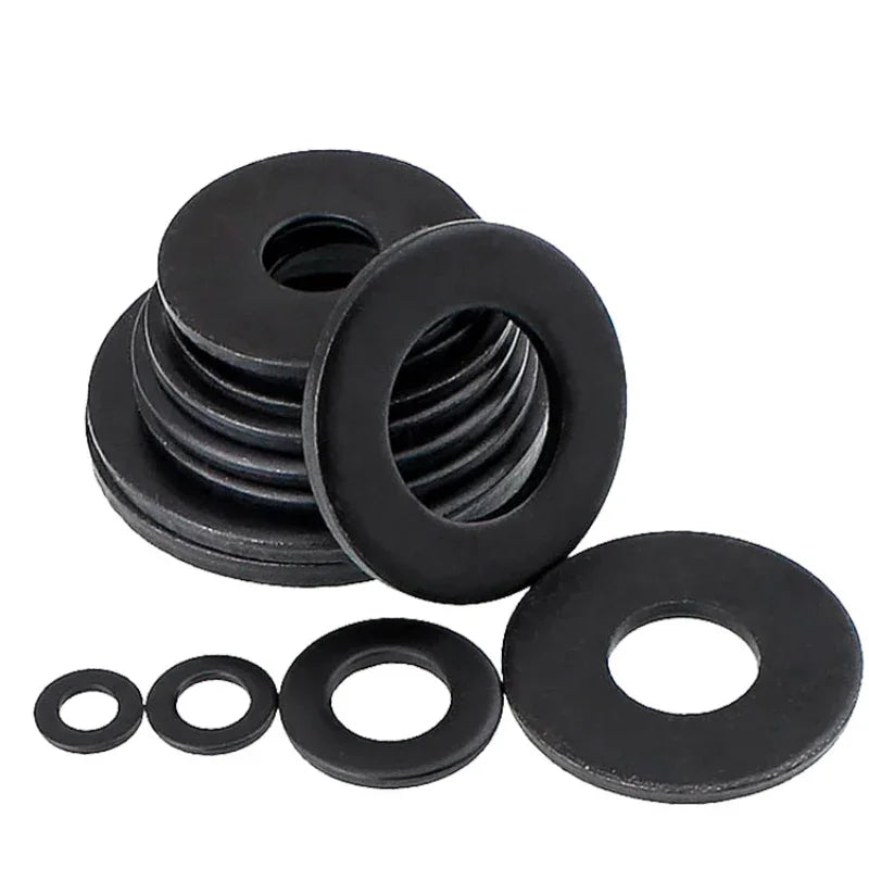 1/2/5/10/20/30/50/Piece M2 M2.5 M3 M4 M5 M6 M8 M12 M14 M16-M30 8.8 Grade Black Carbon Steel Flat Washer Flat Washer