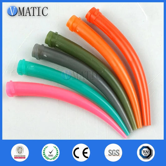 All Plastic Bendable Luer Lock Tips, 10G to 20G Extra Long Curved Dispensing Needles, Ox Horn Design TT Nozzles x 50pcs