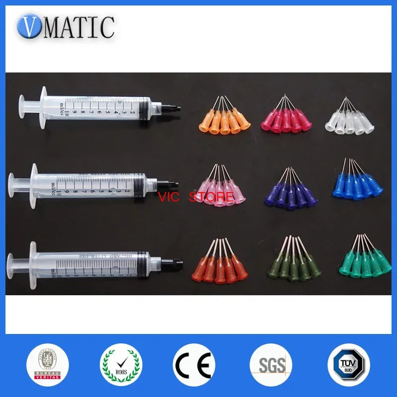Free Shipping Adhesive Fluid Liquid Dispenser Syringe 10 Cc Ml With Glue Dispensing Needle Tips