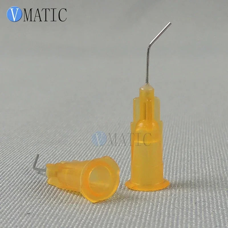 ‌100-Pcs 25G Dispensing Needles | 45° Angled Precision Glue Tips with 0.5'' Bayonet Lock (0.41mm ID, 1/2'' Length) for Electroni