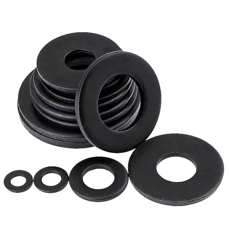 Black Grade 8.8 Carbon Steel Plain Gasket Flat Washer M2 M2.5 M3 M4 M5 M6 M8 M10 M12 M14 M16 M18 M20 M22 M24 M27 M30
