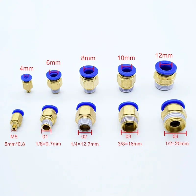 5pcs Fast Twist Pneumatic 6mm 8mm 10mm 12mm Tube To PC4PC6PC8PC10PC12-M5 Male Thread Stainless Steel Pipe Fittings Connector