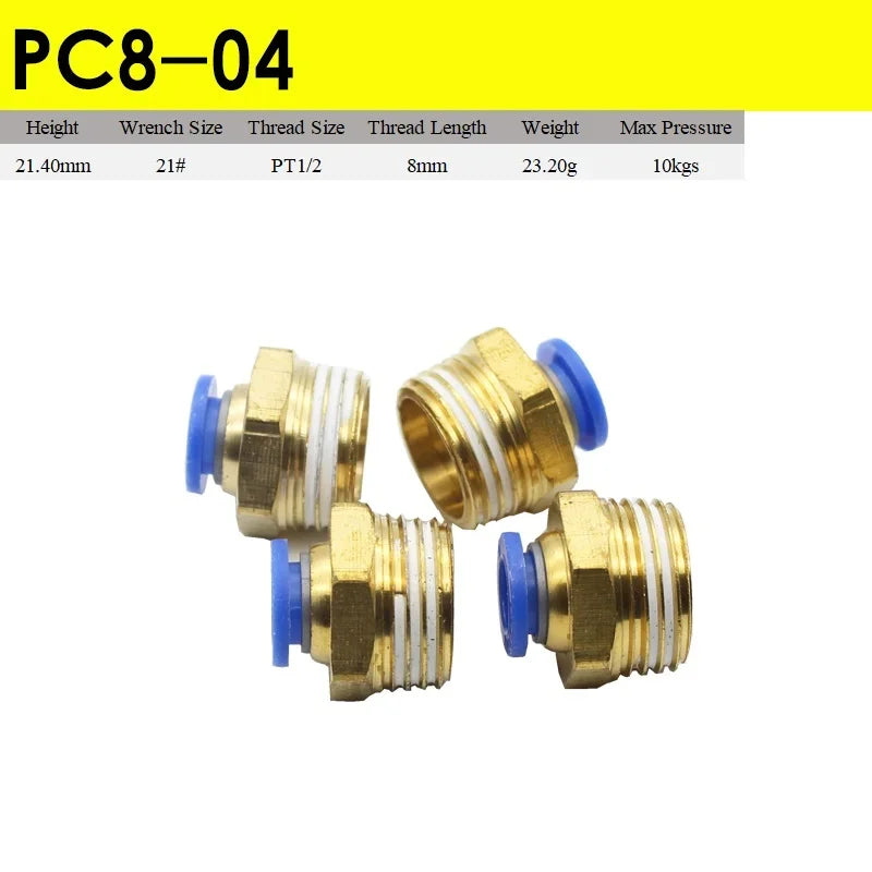 5pcs Fast Twist Pneumatic 6mm 8mm 10mm 12mm Tube To PC4PC6PC8PC10PC12-M5 Male Thread Stainless Steel Pipe Fittings Connector