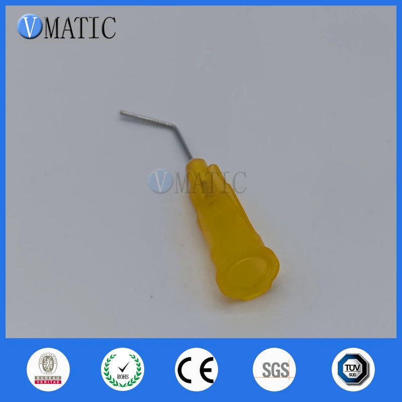 High Quality 100 Pieces 25G 45 Bent Degree 0.5'' Glue Dispensing Needle Bayonet Type Dispenser Needles 1/2 Inch