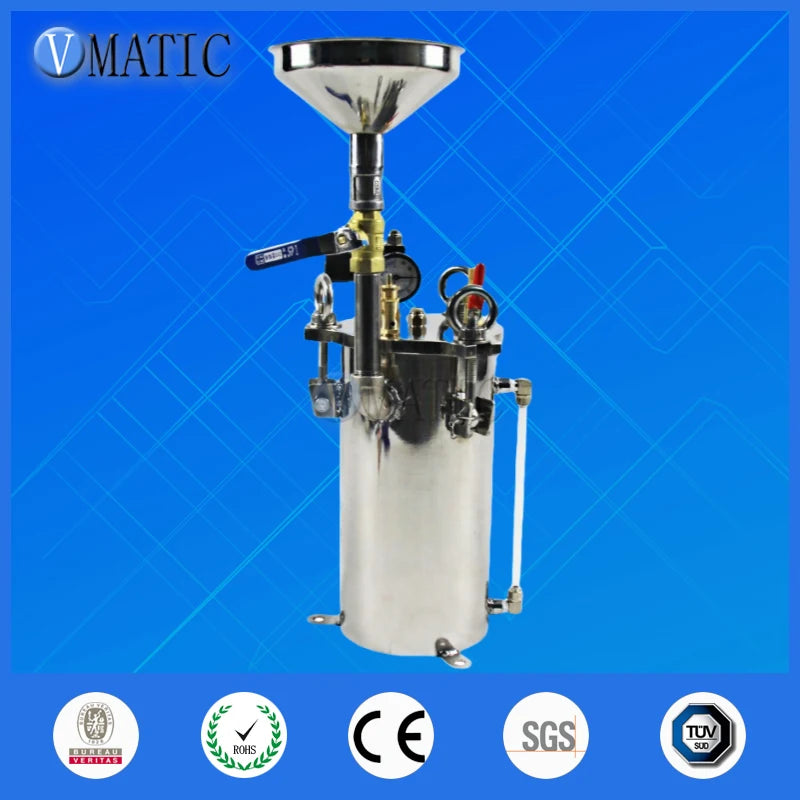 Stainless Steel Pressure Bucket System with Liquid Level Gauge & Air Regulator | Adhesive Dispensing Tank | Fast Shipping