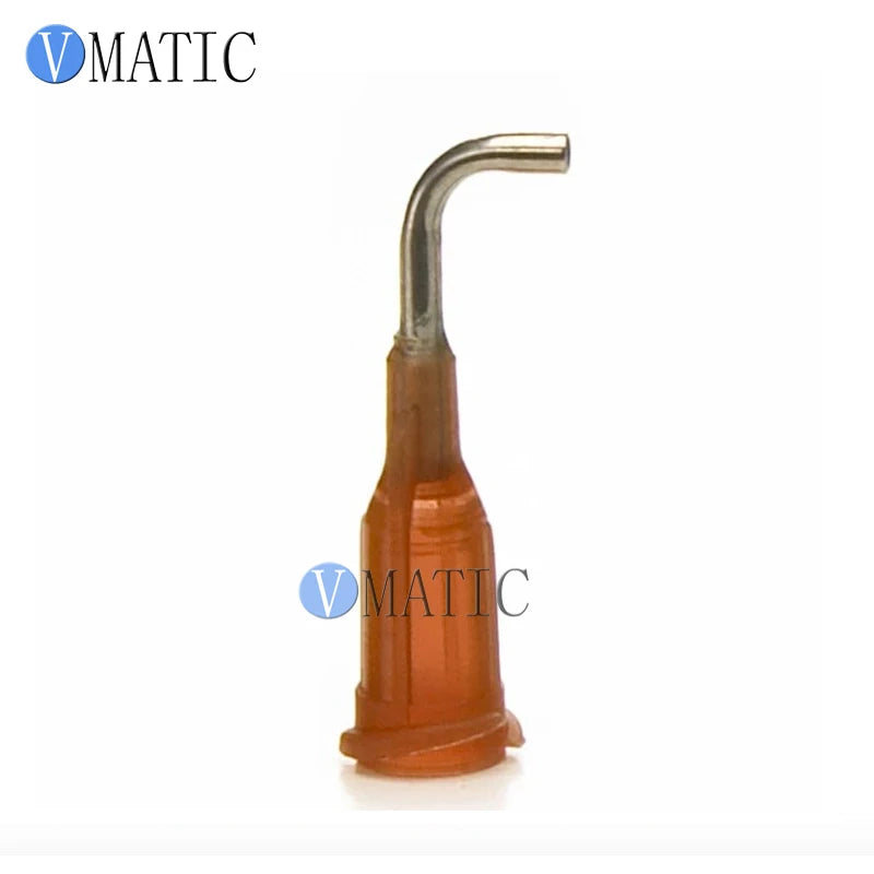 Free Shipping 100Pcs 15G Amber 0.5'' 90 Degree Bent Luer Lock Polypropylene Hub Dispensing Needle