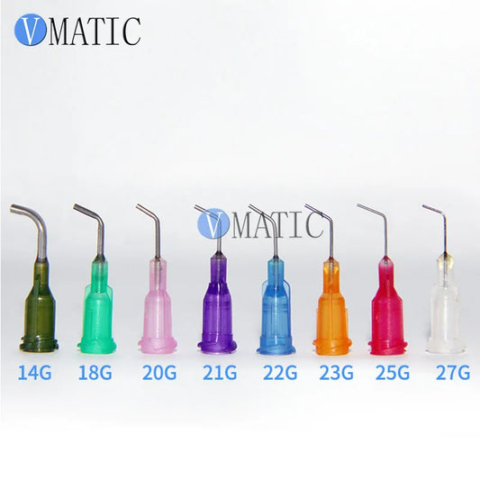 Free Shipping 0.5'' 500Pcs Pre-Bent Dispenser Flow Tips 45 Degree Bent Stainless Steel Liquid Dispensing Needles 1/2 Inch