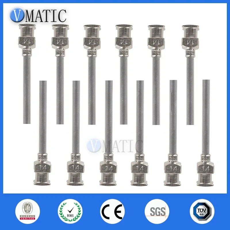 Free Shipping 12Pcs 1 Inch Tip Length 14G Blunt Stainless Steel Dispensing Needles Syringe Needle Tips Glue Dispenser Needle