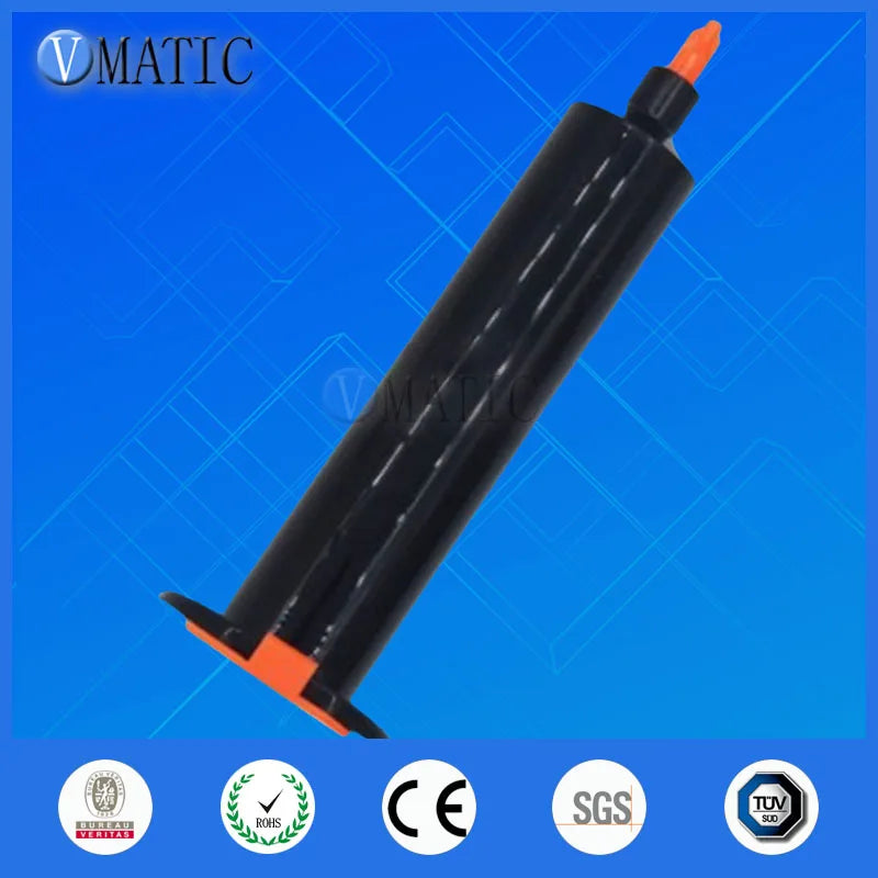 Industrial Pneumatic Dispenser 500 Sets Bulk Pack | 30ml Black Polypropylene Syringe with Tip Stopper & Piston