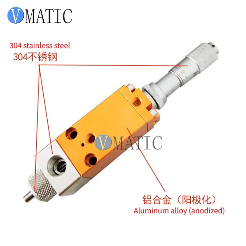 Free Shipping Micrometer Adjustment Plunger Dispensing Precision Valve for UV Glue, Ink, Alcohol Adhesives