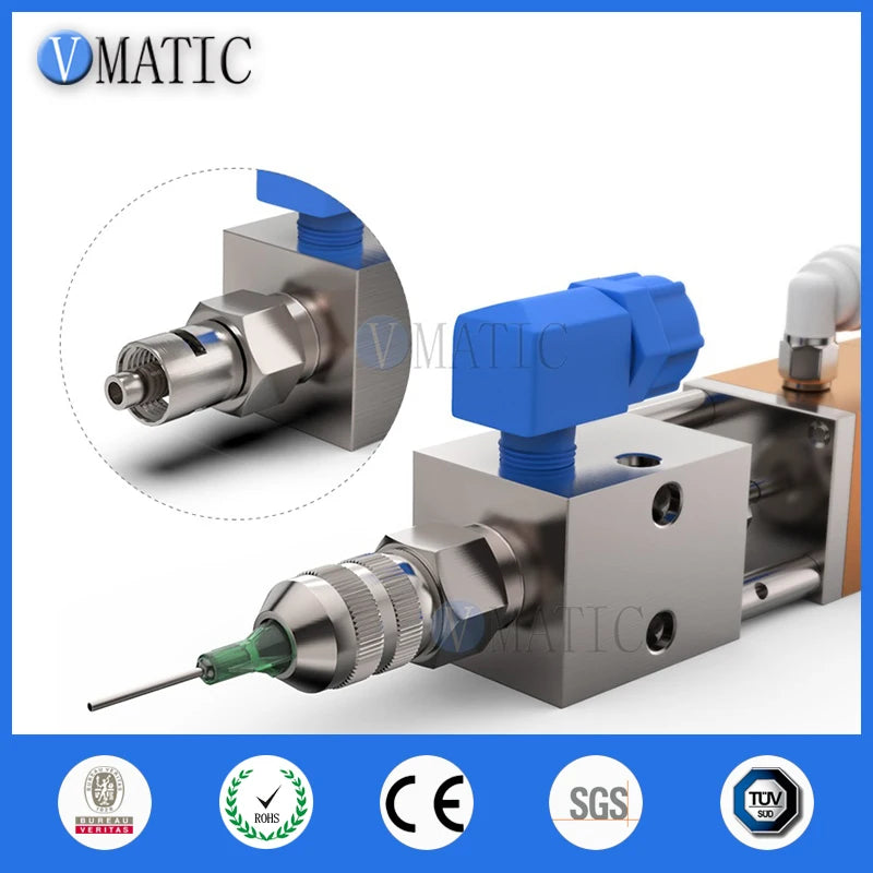 High Quality Pneumatic Double Acting Needle-Off (Tip-Seal) Glue Dispensing Nozzle Valve With Micrometer Tuner
