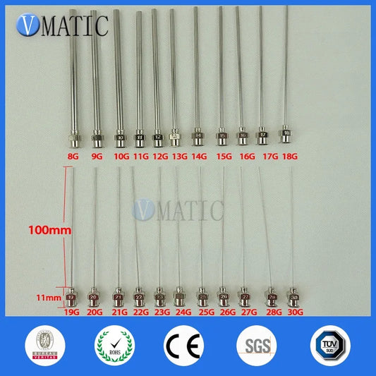 Free Shipping Precision All Metal Tips Tube Length 10cm 100mm Blunt Stainless Steel 10Pcs Dispensing Needles Syringe Needle Tips