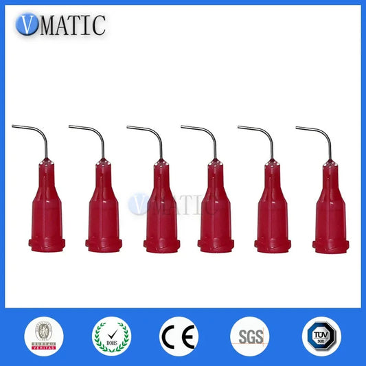Free Shipping 100 Pcs 25G Red Color 0.5'' Length 90 Degree Bend Bent Dispensing Needle Tips 1/2 Inch