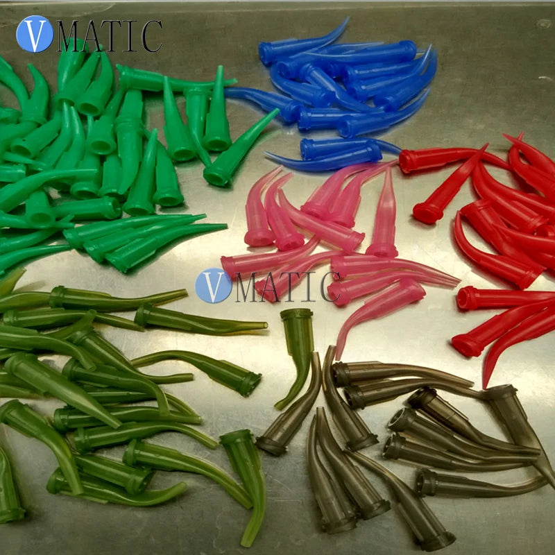 High Quality 100pcs TT Tapered Plastic Bent Dispensing Needle Tips 14G Olive Color Plastic Needles