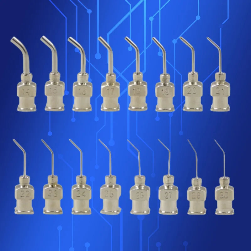 Industrial 45° Bent Dispensing Needle 1/2" 10-30G | 12PCS 304 Stainless Steel Blunt Tip for Adhesive/Silicone/Sealant Applicatio