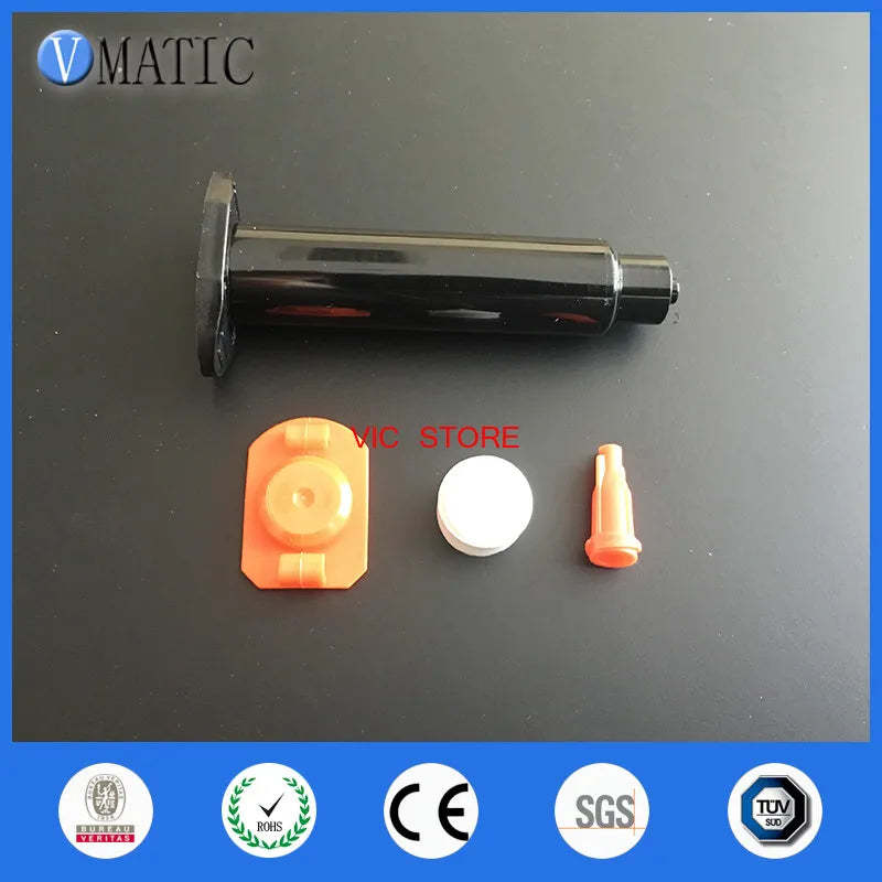 High Quality 3cc/ 3ml Black Syringe Barrel Glue Dispensing Pneumatic Syringe Barrel With Red Syringe Tip Cap Glue Syringe